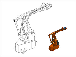Detailed engineering drawings show 3D views of a 3 DOF robotic arm for industrial automation concepts
