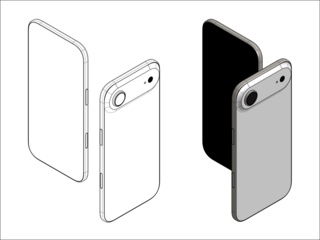 Detailed engineering drawings show 3D views of the futuristic iPhone Air with its innovative design