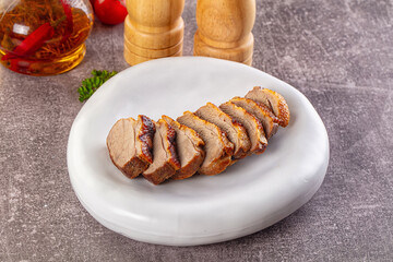 Sliced roasted duck breast fillet