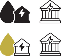 Public Utilities icon set, services icons, water electricity symbols, facility design, minimal utilities vector, modern utilities icons, isolated utilities collection