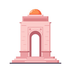 Fototapeta premium Pink monument with an orange dome and arch design in flat style 