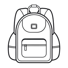 backpack ,hand drawn illustration outline isolated on white background