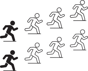 Running icon set, jogging icons, sports activity symbols, fitness run design, minimal running vector, modern running icons, isolated running collection