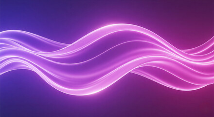 Abstract flowing shape with pink and purple gradient on a dark background in a wavy pattern style