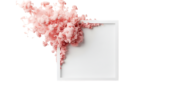 Elegant pink cloud explosion with a modern square frame, perfect for captivating designs, artistic projects, and stylish backgrounds, bringing a touch of vibrant sophistication and creative flair