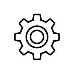 Gear icon - simple line art isolated on transparent background