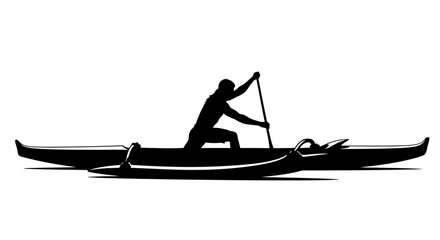 silhouette paddling action