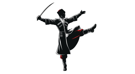 Dynamic silhouette of a Cossack dancer