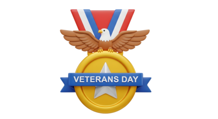 Veterans Day Medal with Ribbon and Eagle Symbol Celebrating Military Service