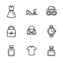 Fashion accessories line icons isolated on transparent background