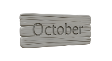Wooden October Sign with Carved Text for Autumn or Fall Decor