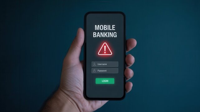 Urgent mobile banking alert warns users of potential security breach, prompting immediate login caution