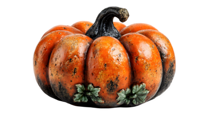 Pumpkin lantern glowing in warm autumn tones, festive decoration, isolated on Transparent background