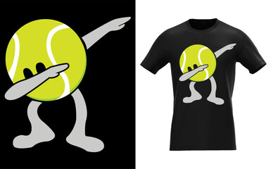 Funny dabbing tennis ball character mascot with sunglasses and sportswear