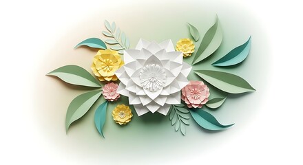 Beautiful paper flower arrangement with leaves and petals