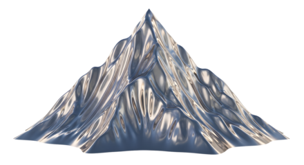 Abstract Metallic Mountain with Shiny Silver and Gold Surface in Artistic Style