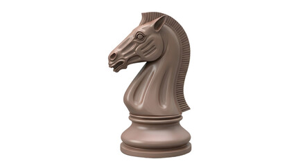 Chocolate Brown Knight Horse Chess Piece on White Background