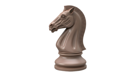 Chocolate Brown Knight Horse Chess Piece on White Background