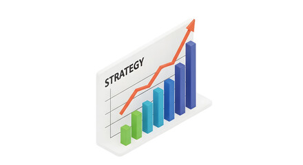 Business Strategy Chart with Increasing Bar Graph and Upward Arrow in Modern Style