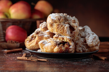 Homemade mini apple strudels with apples and cinnamon.