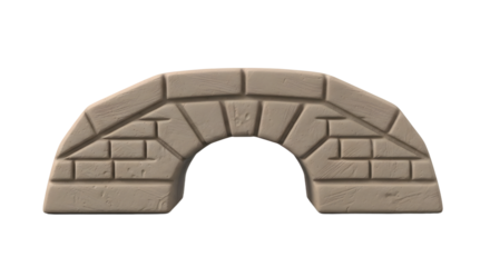 Gray Brick Arch Model with Textured Surface on White Background