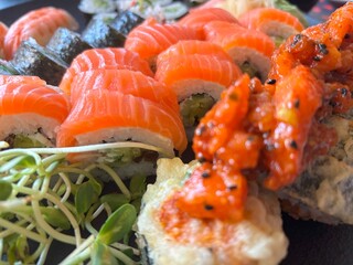 Sushi Plate, Fish Maki Rolls, Japan Seafood