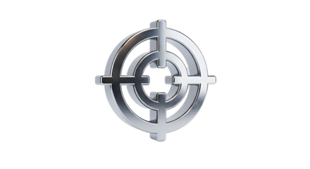 Metallic Target Icon on Light Gray Background for Precision and Focus Concept