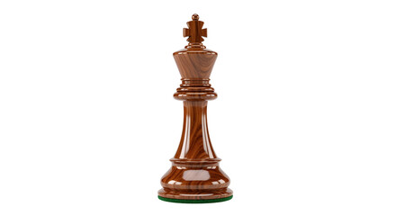 Elegant Brown Chess King Piece on White Background for Strategic Board Game Design