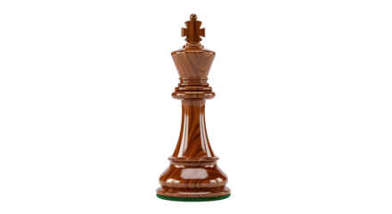 Elegant Brown Chess King Piece on White Background for Strategic Board Game Design