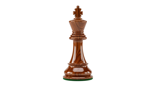 Elegant Brown Chess King Piece on White Background for Strategic Board Game Design