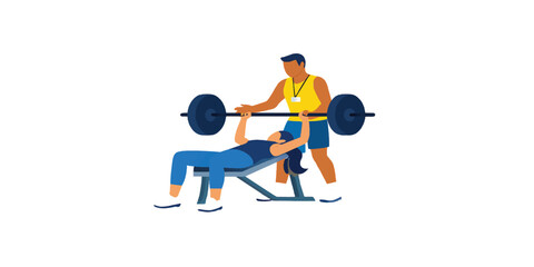Obraz premium Print Gym trainer with client flat style illustration