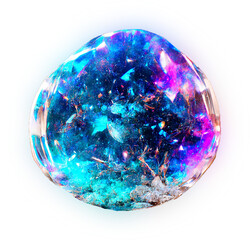 Abstract Crystal Orb with Glowing Interior and Transparent Background
