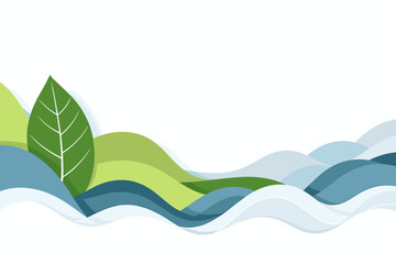 Modern landscape graphic with leaf and fluid shapes for vibrant eco-friendly design projects and nature-inspired presentations