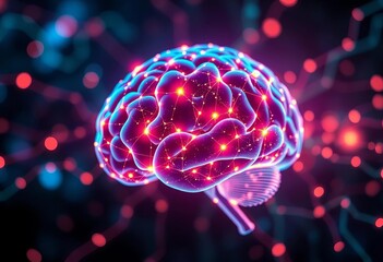 Abstract glowing neural network circuit brain icon,  algorithm,  icon