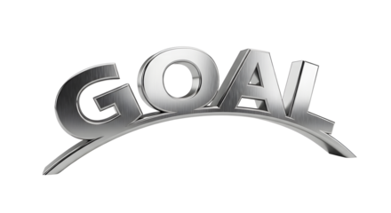 Silver Metallic Goal Arch 3D Text on White Background