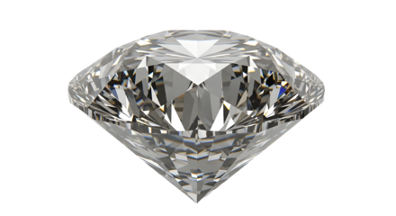 Sparkling Round Brilliant Cut Diamond with Bright Lighting on White Background