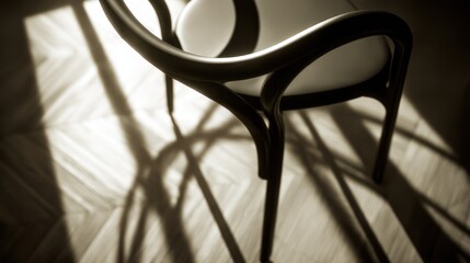 Elegant chair silhouette in dramatic light with shadow play