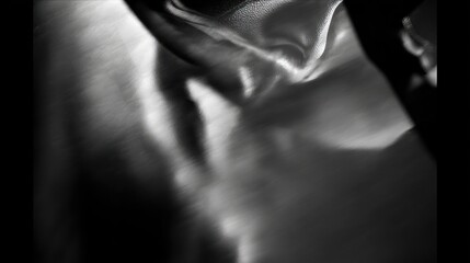 Abstract satin fabric in grayscale with fluid form and dramatic lighting