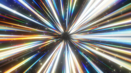 カラフルな光の集中線のエフェクト背景