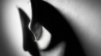 Dramatic profile silhouette black and white aesthetic against light