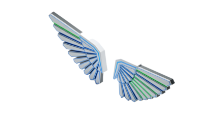 Digital Wing Icon Set in Blue and Green Colors with Geometric Style