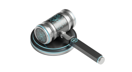 Futuristic AI Hammer with Digital Circuit Design on Metallic Surface