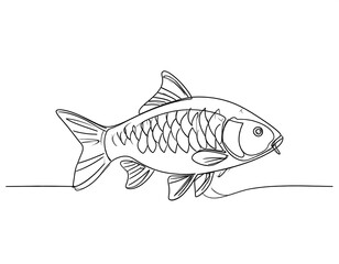 Fototapeta premium Elegant Koi Fish Line Art - A Minimalist Aquatic Illustration.