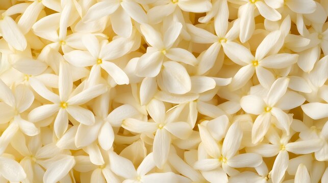 Abundance of delicate white jasmine flowers creating a textured floral background