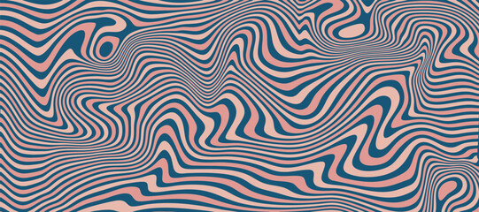 Naklejka premium Liquid swirl abstract texture in blue and pink. Psychedelic background with fluid, distorted contour lines for a trendy and modern wallpaper or poster design.