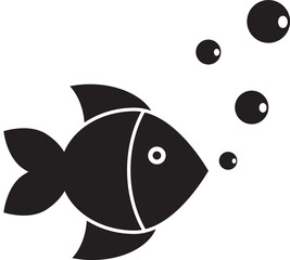 Stylized aquatic fish silhouette with air bubbles