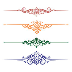 Fototapeta premium Set of elegant floral ornamental text dividers