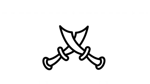 Animated Crossed Pirate Swords Emblem
