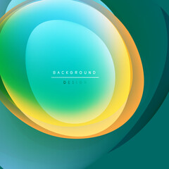 Abstract fluid shapes, vibrant colors blend. Gradient layers create depth, modern design element. Smooth transitions, visual harmony.