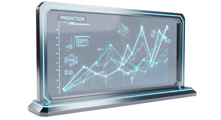 Futuristic Digital Data Analysis Display with Graphs and Charts in Modern High-Tech Environment